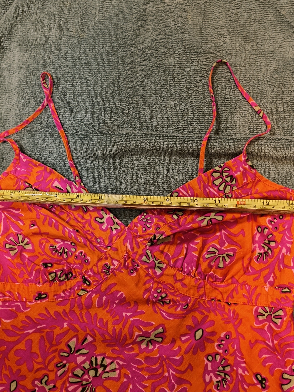 GAP Y2K 2006 Pink Orange Floral Drop Waist Dress Size 2 - Picture 10 of 13